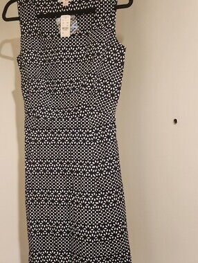 Brooks Brothers Navy Dress with White Floral-Dot Pattern